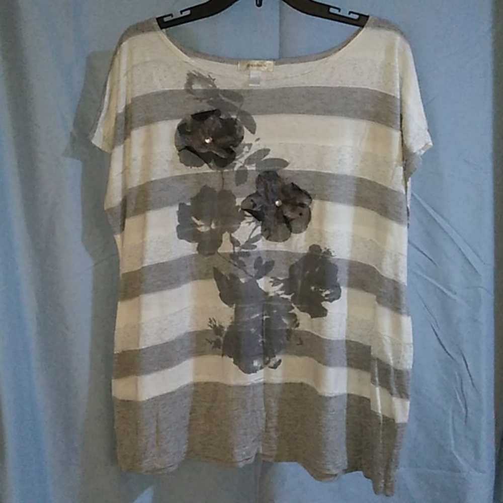 Dress Barn striped‎ floral blouse